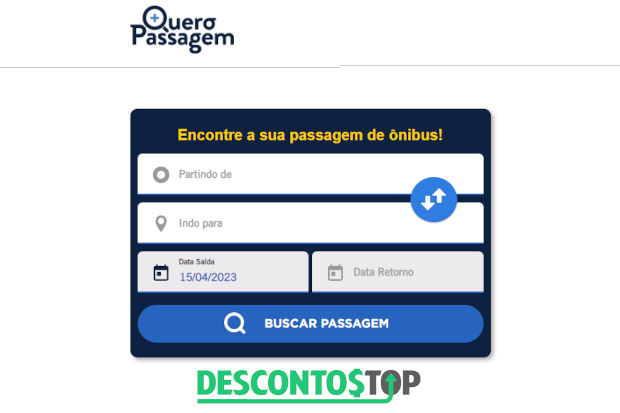 Captura da tela da home do site da Quero Passagem