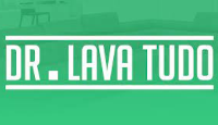 lodo dr lava tudo, com dr lava tudo escrito em branco sobre um fundo verde claro