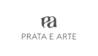 logo prata e arte com um e P e um A em forma de arte e letras em cinza