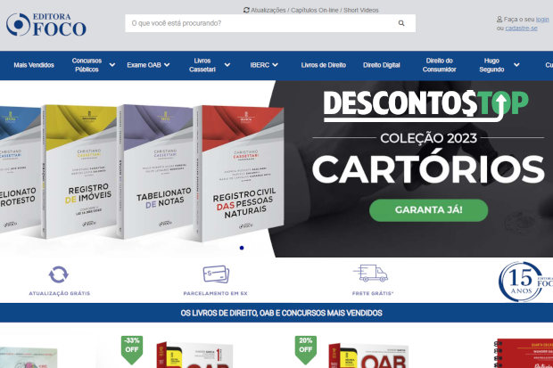 Captura de tela do site Editora Foco