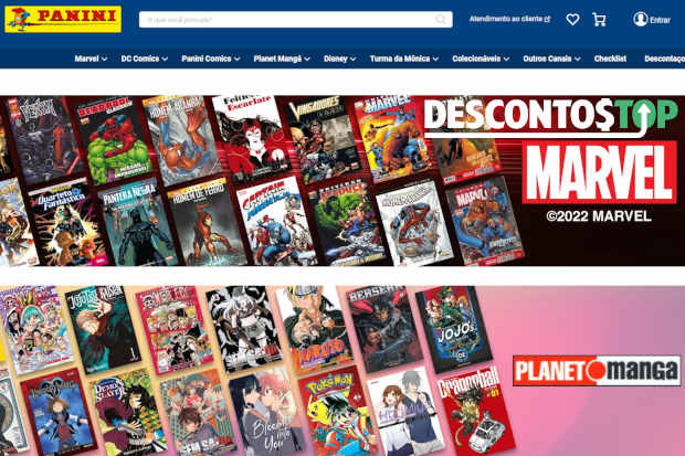 Captura de tela do site Panini