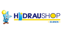 Logo loja Hidraushop nas cores azul e amarelo.