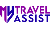 Logo My Travel Assist nas cores roxo e azul.