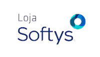 Logo loja Softys em azul.