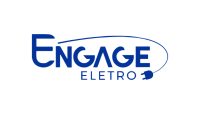 Logo Engage Eletro na cor azul.