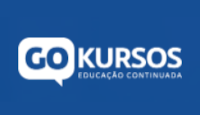 Logo Gokursos com letras na cor branca sobre um fundo de cor azul.