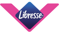 Logo loja Libresse nas cores azul e rosa.