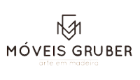 Logo loja Móveis Gruber com letras na cor preta.