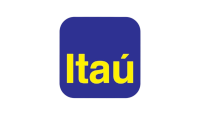 Logo Itaú nas cores azul e amarela.