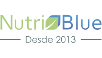 Logo loja Nutriblue nas cores azul e verde.