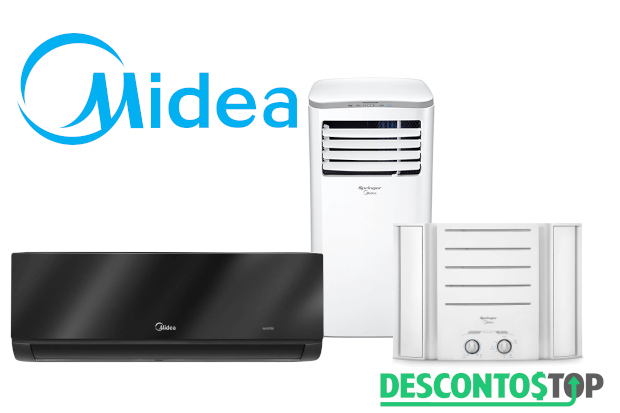 Imagem com demonstração de dois modelos de Ar-condicionado da Midea