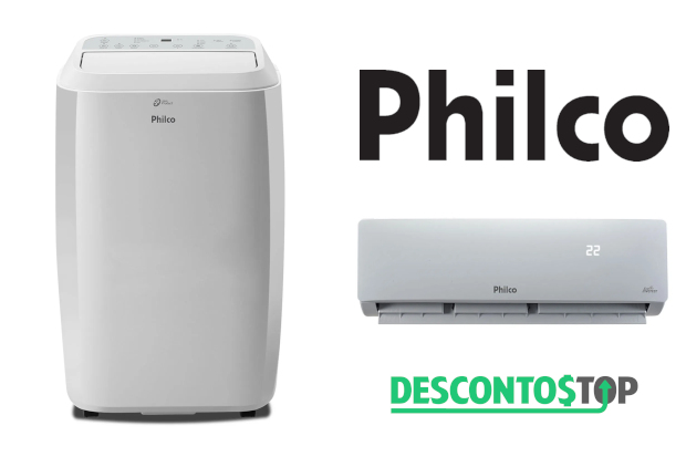 Imagem com demonstração de dois modelos de Ar-condicionado da Philco