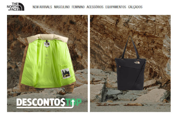 Captura de tela do site The North Face