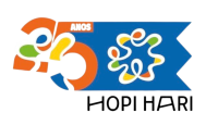 Logo com a inscrição Hopi Hari em preto acompanhada da inscrição 25 anos do lado direito.