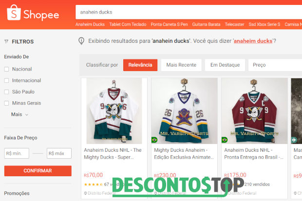 Captura de tela do site Shopee Demonstrando o passo 2 do nosso 