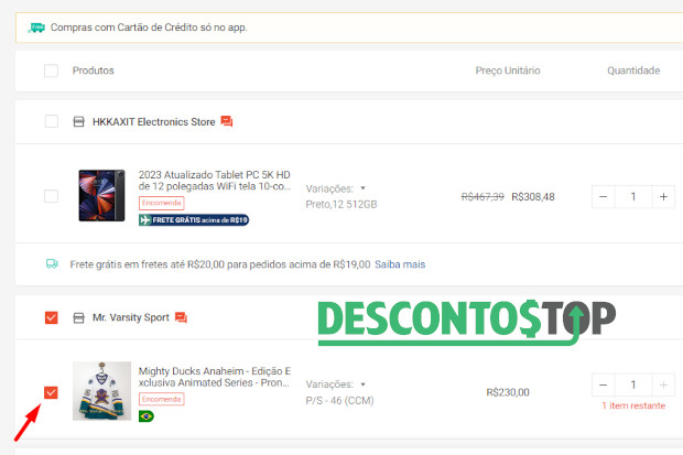 Captura de tela do site Shopee Demonstrando o passo 5 do nosso 