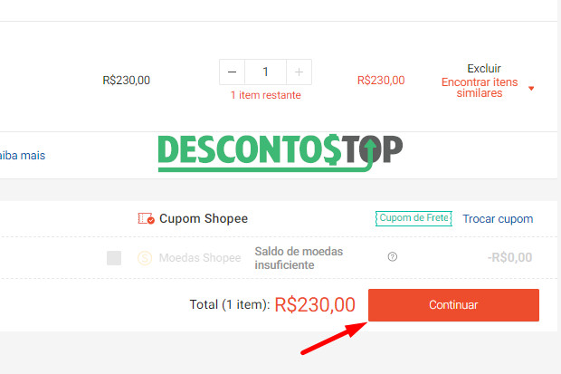 Captura de tela do site Shopee Demonstrando o passo 7 do nosso 