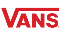 Logo da marca Vans com letras na cor vermelha.