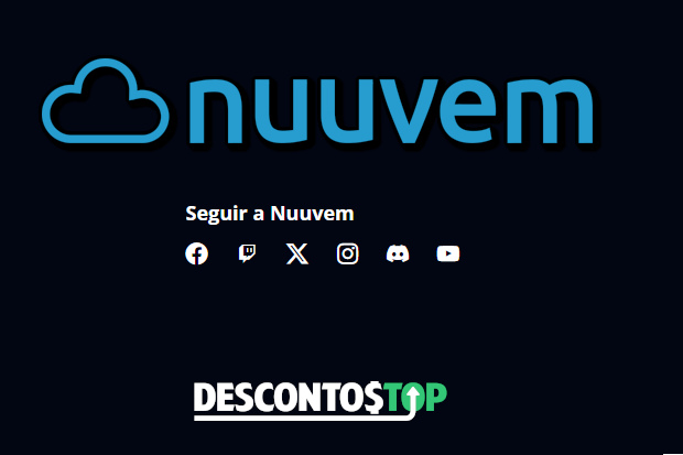 Captura de tela do site Nuuvem, onde fica a imagem das logos das redes sociais em que a loja se encontra. Além disso também mostra a logo da loja.