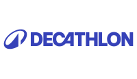 Logo Decathlon apresentando o nome da marca na cor azul.