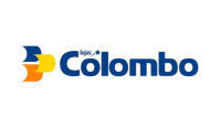 Logo Lojas Colombo nas cores azul, laranja e amarelo.