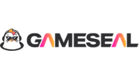 Logo Gameseal em vermelho preto e branco apresentando o nome da marca.