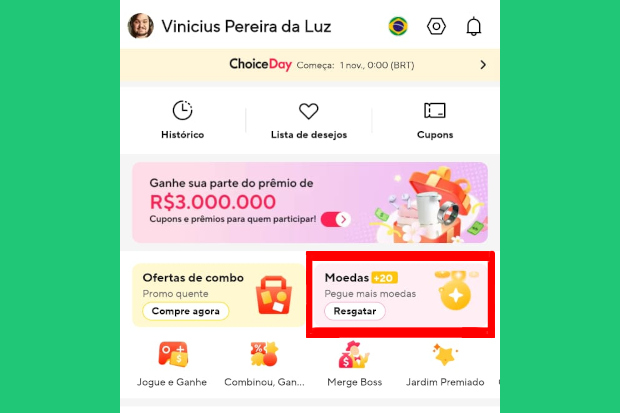 Captura de tela do app AliExpress