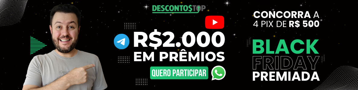 chamada para entrar em grupos de WhatsApp e Telegram para receber descontos de até 50%.