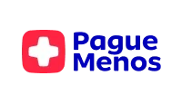 Logo Pague Menos nas cores azul e vermelho.