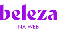 Logo Beleza na Web apresentando o nome da marca com a palavra "beleza" em destaque. Todos os elementos estão na cor roxa.
