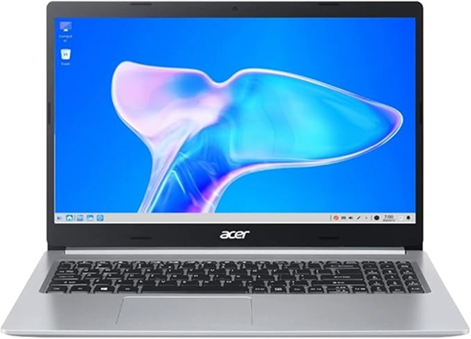 Imagem do notebook Acer Aspire 5 com tela de alta resolução e teclado completo, ideal para tarefas diárias, trabalhar, estudar e se entreter com desempenho confiável.