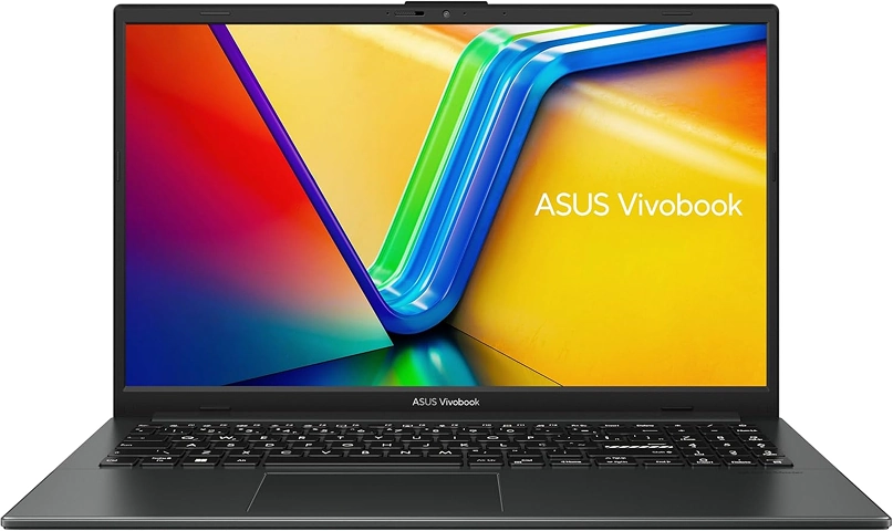 Imagem do notebook Asus VivoBook Go 15 com tela de alta resolução, design moderno e leve, ideal para estudo, trabalho e entretenimento.